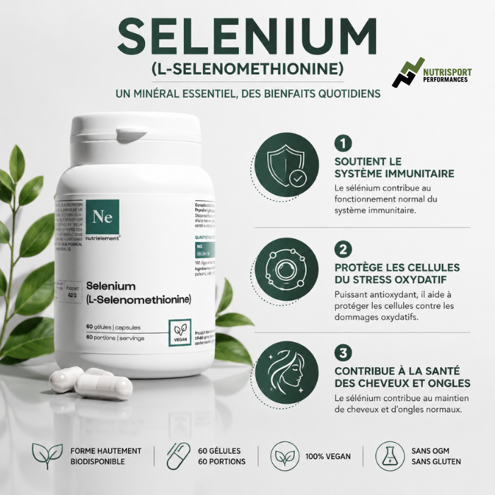 Sélénium - 60 Gélules | Nutrimuscle ) les 3 avantages