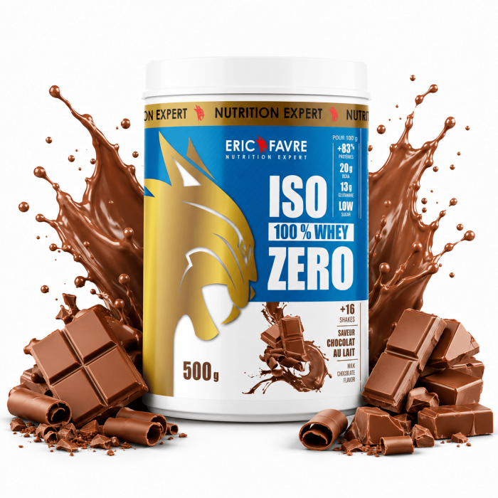 Iso Zero100% whey proteine -  chocolat au lait  500gr - Eric Favre