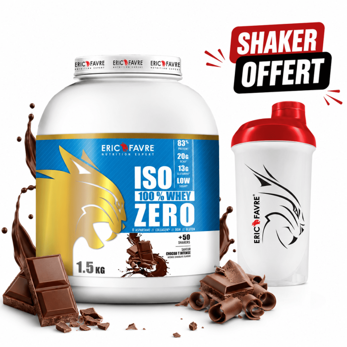 Iso Zero100% whey proteine -  chocolat intense 1,5kg - Eric Favre