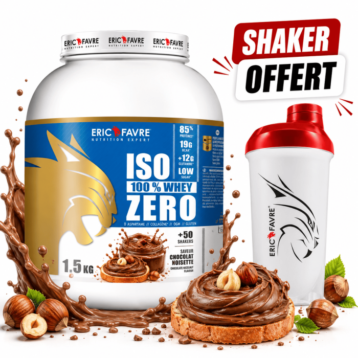 Iso Zero100% whey proteine -  chocolat noisette 1,5kg - Eric Favre