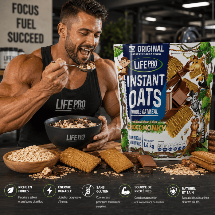 bodybuilder mange de la Farine d'avoine aromatisée - Life pro nutrition