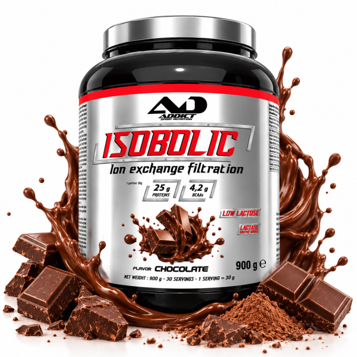 isobolic whey 900g chocolat addict sport nutrition