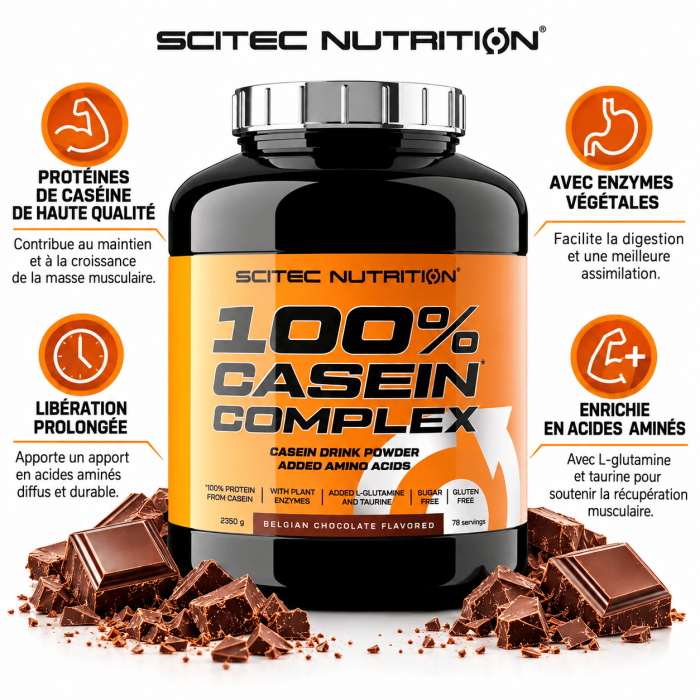 les avantages 100% Casein Complex - Scitec Nutrition 2,3kg