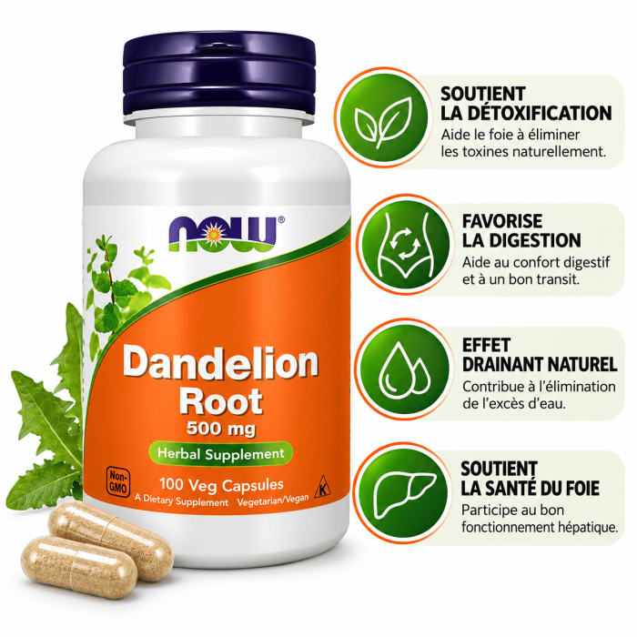 avantages Dandelion Root - Now Foods