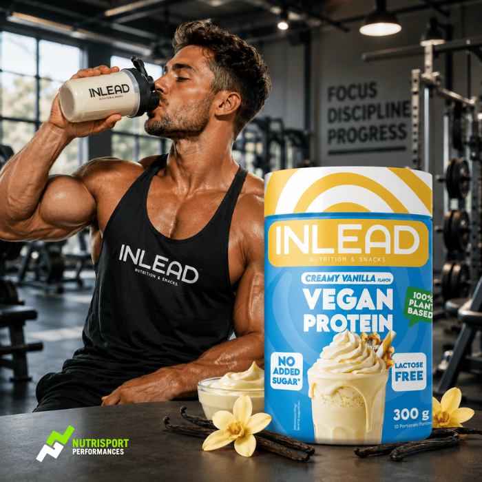 bodybuilder boir une vegan protein inlead